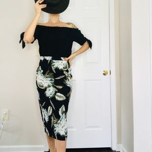 Multi-colored Pencil Skirt Black Olive Blue